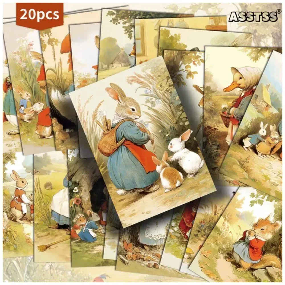 NWT Beatrix Potter Vintage Postcards Set Peter Rabbit 4x6 Art Print 20 Pc
